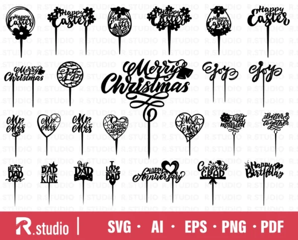 Feliz Dia Del Padre Cake Topper Creativo Digital